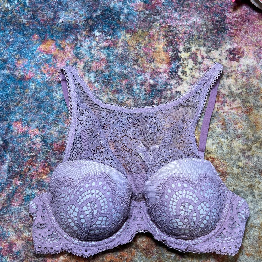 Victorias Secret Lavender High Neck Lace Bralette 34B